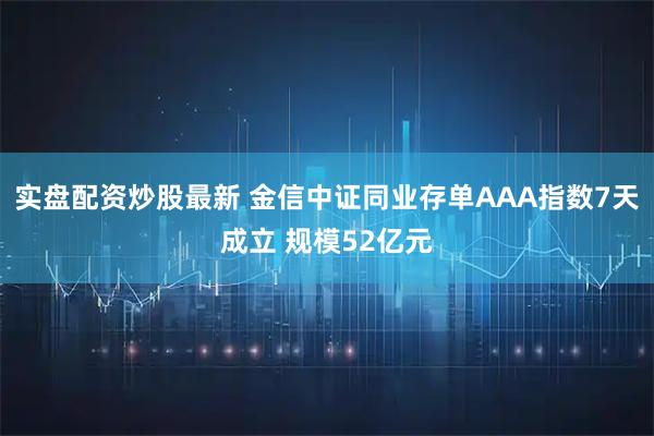 实盘配资炒股最新 金信中证同业存单AAA指数7天成立 规模52亿元